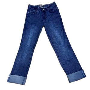 👖🔵 JOSEPH RIBKOFF Cuffed Rhinestone Hem Dark Wash Jeans US Women's Sz 6